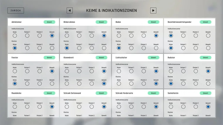 Detail der Objekt-Konfiguration für Indikationszonen