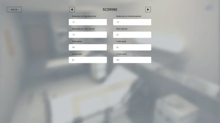 Grading screen with settings for point deductions and the star rating