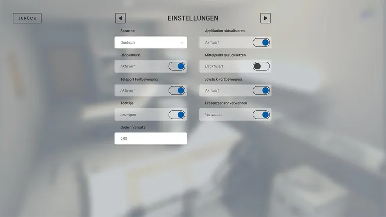 Einstellungen-Panel von ViRTUE