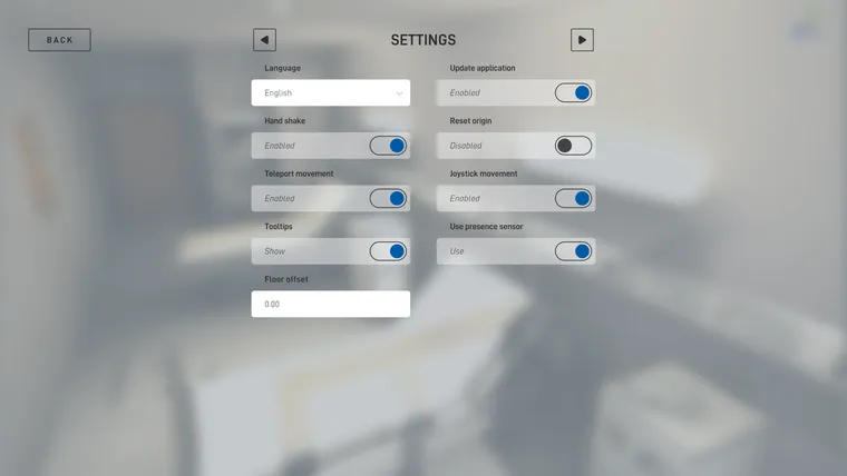 ViRTUE settings panel
