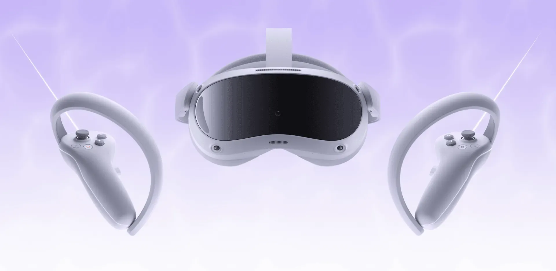 Pico 4 VR headset with two controllers against a purple background