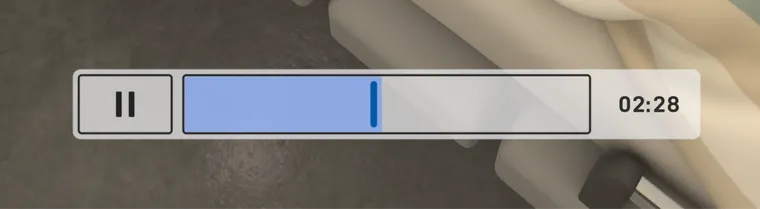 Playback controls with play-pause button and timeline at the bottom of the screen