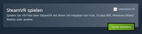 Steam-Seite mit hervorgehobenem grünem Spiel starten-Button