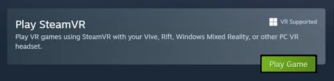 Steam page with the green Play button highlighted