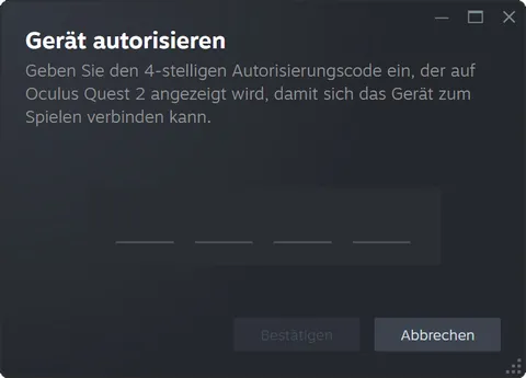Steam Eingabefenster auf dem PC zur Bestätigung der Kopplungszahl