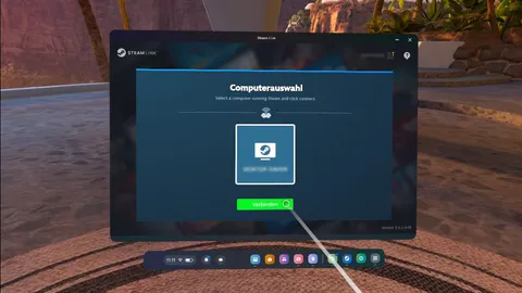 Steam Link App auf der VR-Brille mit Liste verfügbarer PCs
